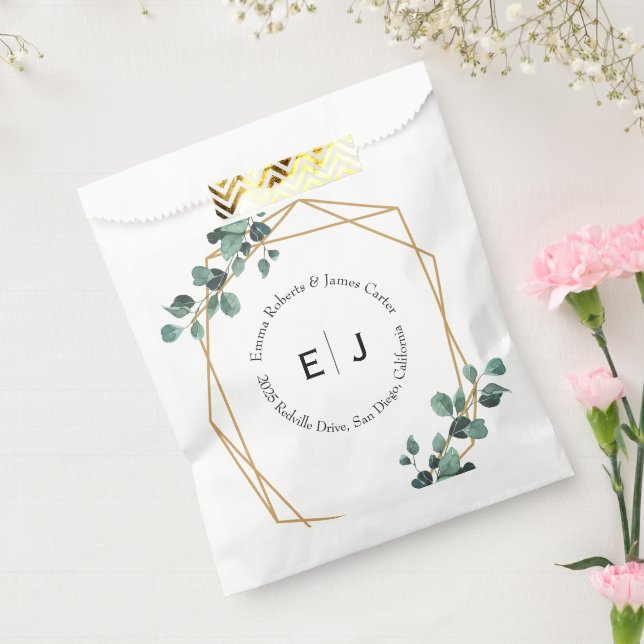 Greenery Chic Monogram Favour Boxes Bags (Sealed)