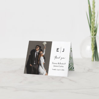 Greenery Chic Photo Wedding Thank You Card