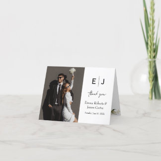 Greenery Chic Photo Wedding Thank You Card