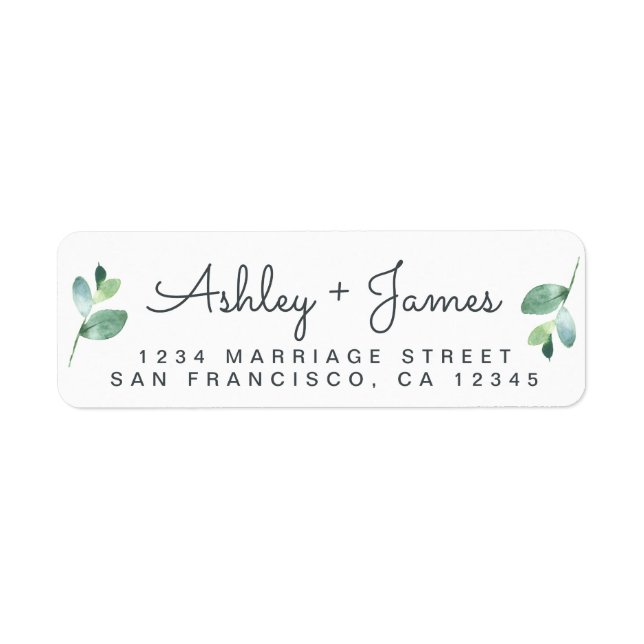 Greenery Chic Script Names Return Address (Front)