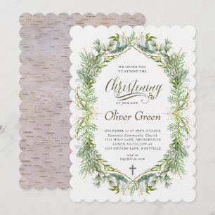 Greenery Christening Invitation