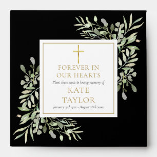 Greenery Christian Funeral Memorial Seed Packet Envelope