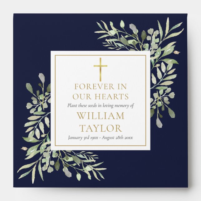 Greenery Christian Funeral Memorial Seed Packet Envelope (Front)