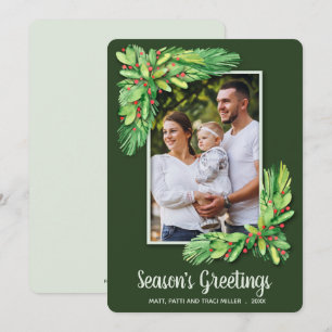 Greenery Christmas Photo Holiday Card