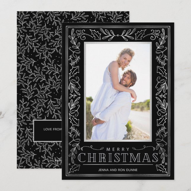Greenery Christmas Photo Holiday Card (Front/Back)