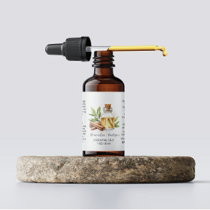 Greenery Cinnamon Essential Oils Watercolor Label