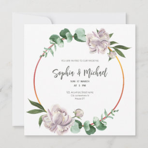 Greenery Circle Frame Elegant wedding card