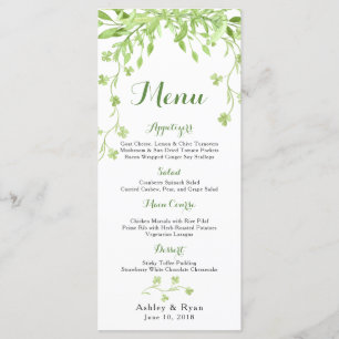 Greenery Clover Floral Wedding Menu