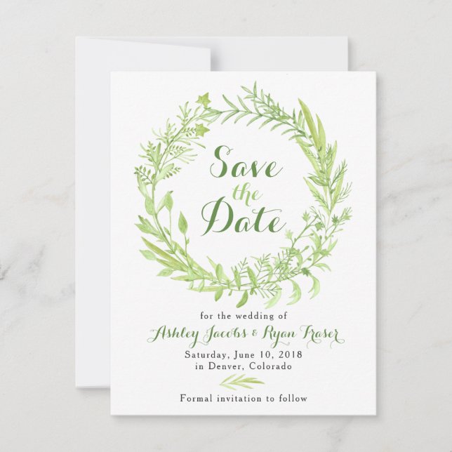 Greenery Clover Wedding Save the Date (Front)