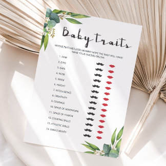 Greenery Coed Baby Shower Game Baby Traits