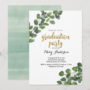 Greenery college graduation party invitation