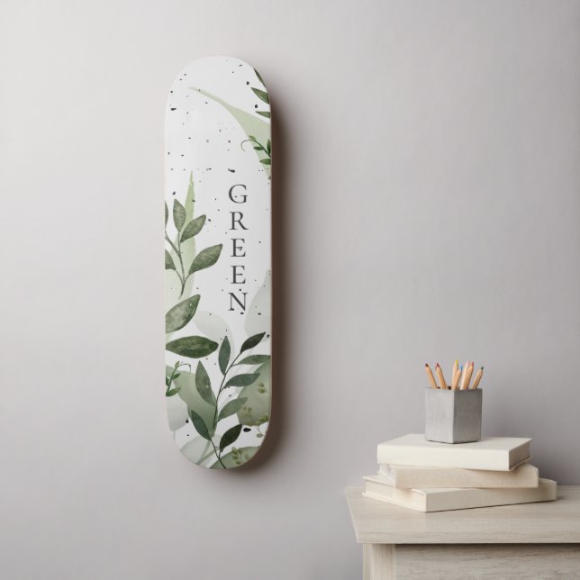 Greenery, Concrete, Your Text, Green Grey Skateboard (Wall Art)