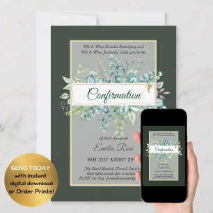 Greenery CONFIRMATION Invite Modern Double Sided