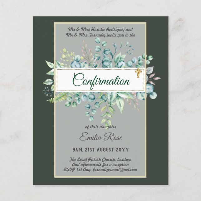 Greenery CONFIRMATION Invite Modern Double Sided Flyer (Front)