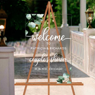 Greenery Couples Shower Welcome Acrylic Sign