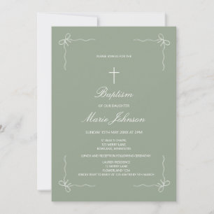 Greenery custom girl modern baptism invitation