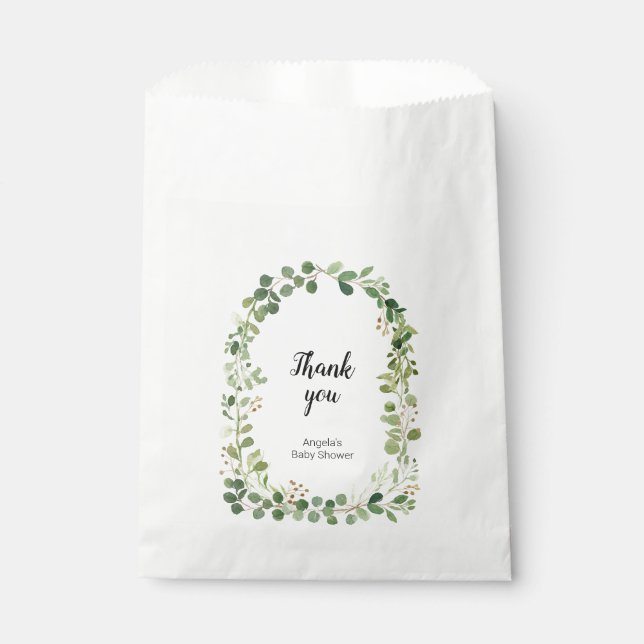 Greenery Custom Thank You Kraft Paper Bag (Front)