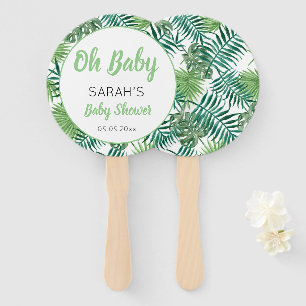 Greenery Cute Tropical Leaf Baby Shower Hand Fan
