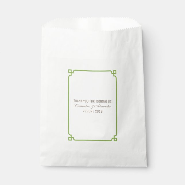 Greenery Deco Chic Wedding Favour Bags (Front)