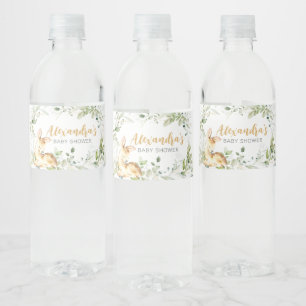 Greenery Deer Baby Shower Water Bottle Label