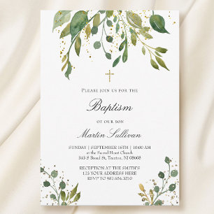 greenery design Baptism Invitation
