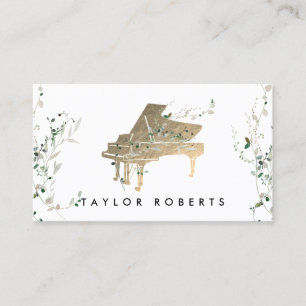 greenery design pianist business card