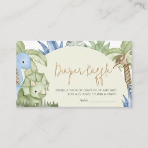 Greenery Dinosaur Baby Shower Diaper Raffle Enclosure Card