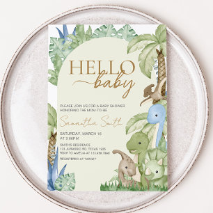 Greenery Dinosaur Baby Shower Invitation