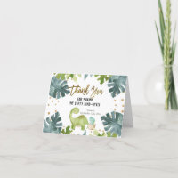 Greenery Dinosaur Folded Thank You card