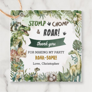 Greenery Dinosaurs Jurassic Boy Birthday Party Favour Tags