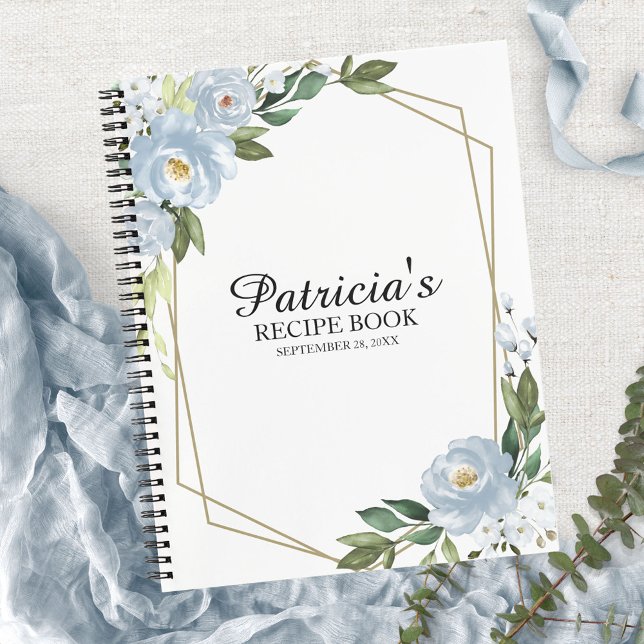Greenery Dusty Blue Bridal Shower Recipe Book (Creator Uploaded)