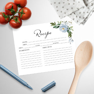 Greenery Dusty Blue Bridal Shower Recipe Cards