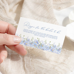 Greenery Dusty Blue Floral Bridal Shower Recipe  Enclosure Card