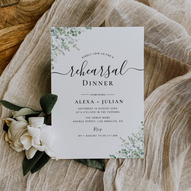 greenery dusty blue rehearsal dinner invitation (Creator Uploaded)