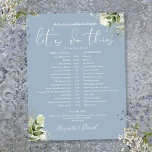 Greenery Dusty Blue Wedding Schedule Timeline<br><div class="desc">This stylish dusty blue greenery wedding schedule-timeline can be personalised with your wedding details in chic typography. Designed by Thisisnotme©</div>
