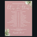 Greenery Dusty Rose Wedding Schedule Timeline<br><div class="desc">This stylish dusty rose greenery wedding schedule-timeline can be personalized with your wedding details in chic typography. Designed by Thisisnotme©</div>