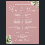 Greenery Dusty Rose Wedding Schedule Timeline<br><div class="desc">This stylish dusty rose greenery wedding schedule-timeline can be personalized with your wedding details in chic typography. Designed by Thisisnotme©</div>