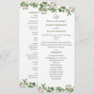 Greenery Elegant and Beautiful Floral Wedding Programme