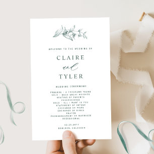 Greenery Elegant and Simple Wedding Program