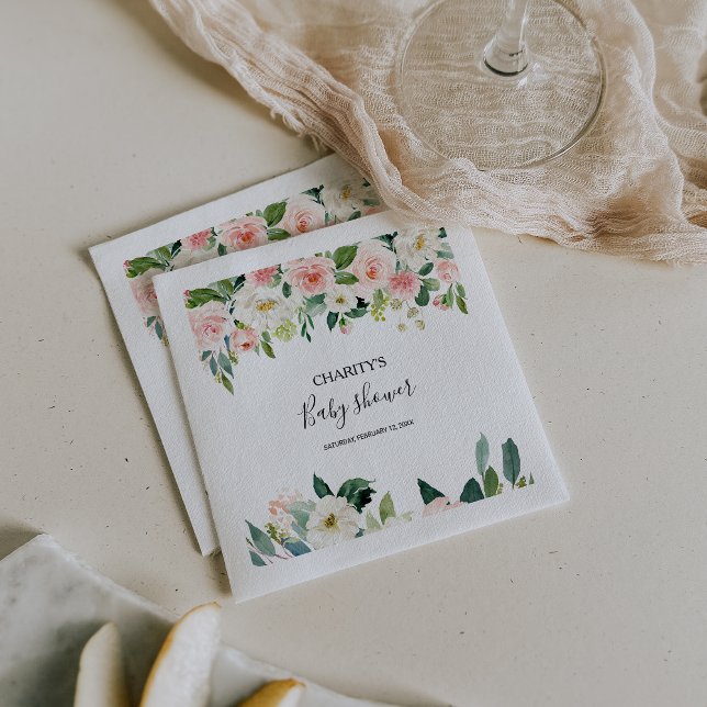 Greenery Elegant Floral Baby Shower Napkin (Creator Uploaded)