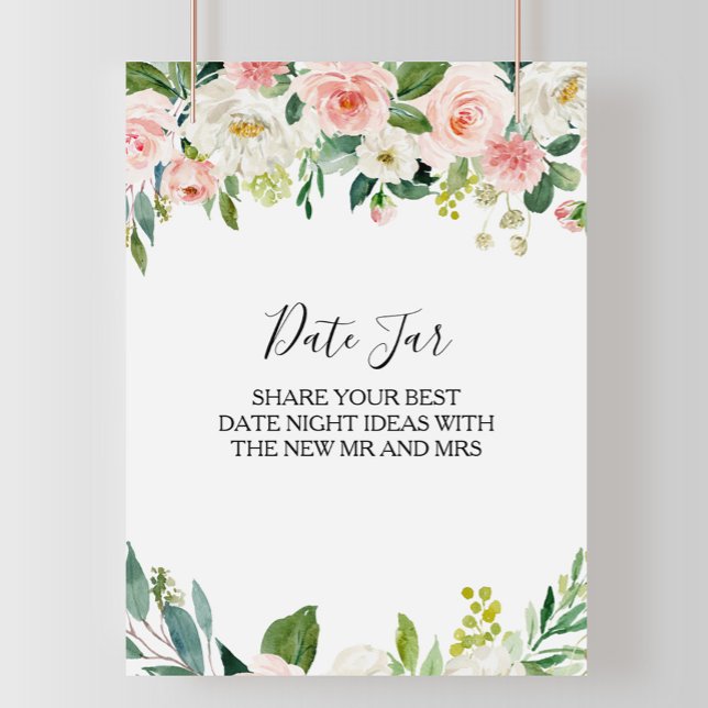 Greenery Elegant Floral Date Jar Sign (Creator Uploaded)