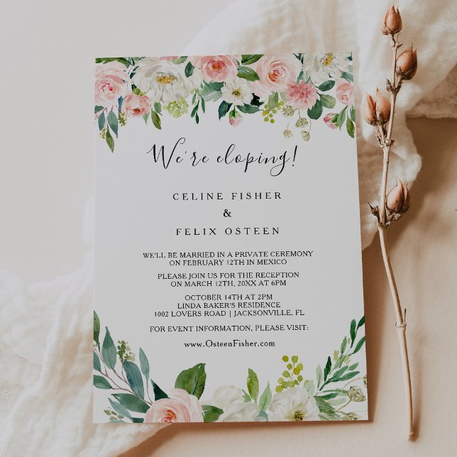 Greenery Elegant Floral Elopement Reception Invitation (Creator Uploaded)