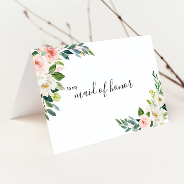 Greenery Elegant Floral Maid of Honor Thank You (Creator Uploaded)