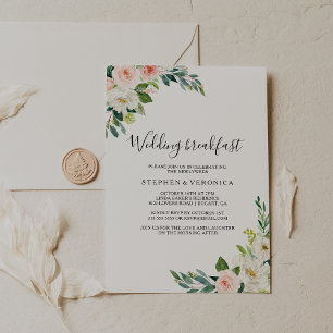 Greenery Elegant Floral Wedding Breakfast Invitation