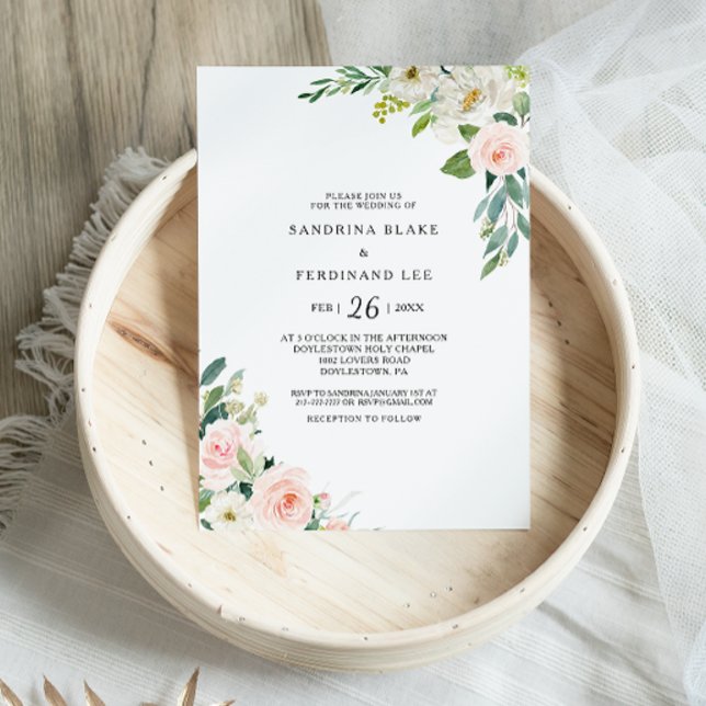 Greenery Elegant Floral Wedding Invitation (Creator Uploaded)