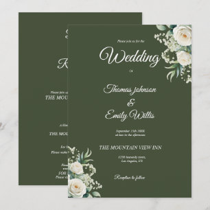 Greenery elegant olive green wedding invitation