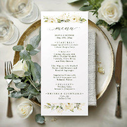 Greenery elegant rose wedding Dinner Menu