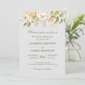 Greenery Elegant Rustic Floral Wedding Invitation
