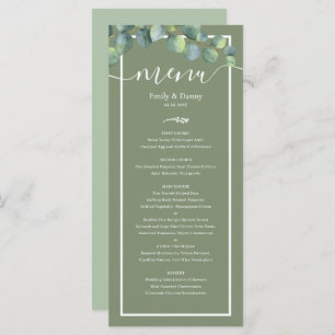 Greenery Elegant Sage Green Botanical Wedding Menu