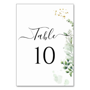 Greenery Elegant Script Photo Table Number